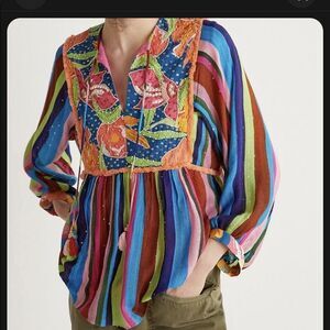 NWT Anthropologie Verb Pallavi Singhee Babydoll Blouse XS B-1285